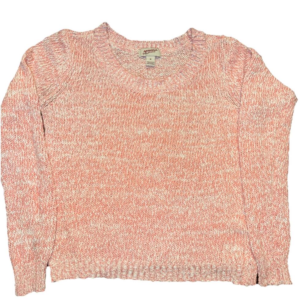 Arizona Jean Co Pink White Marled Knit Sweater Medium Soft Cotton